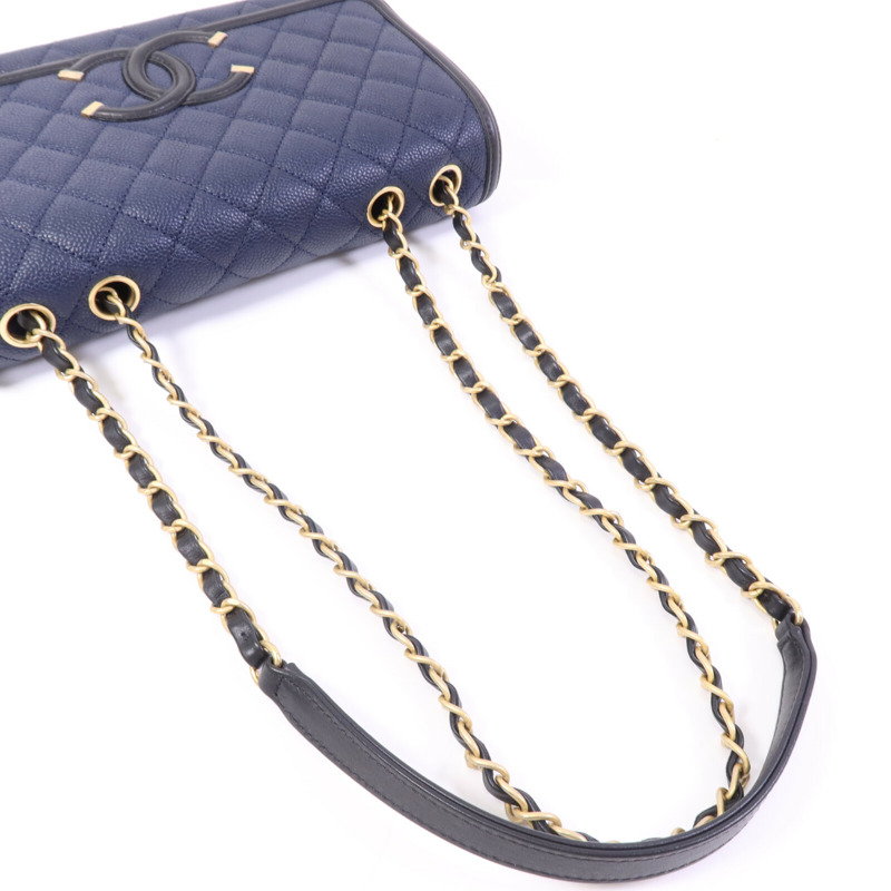 CHANEL 牛皮皮革CC Filigree金扣鏈帶肩背袋-8