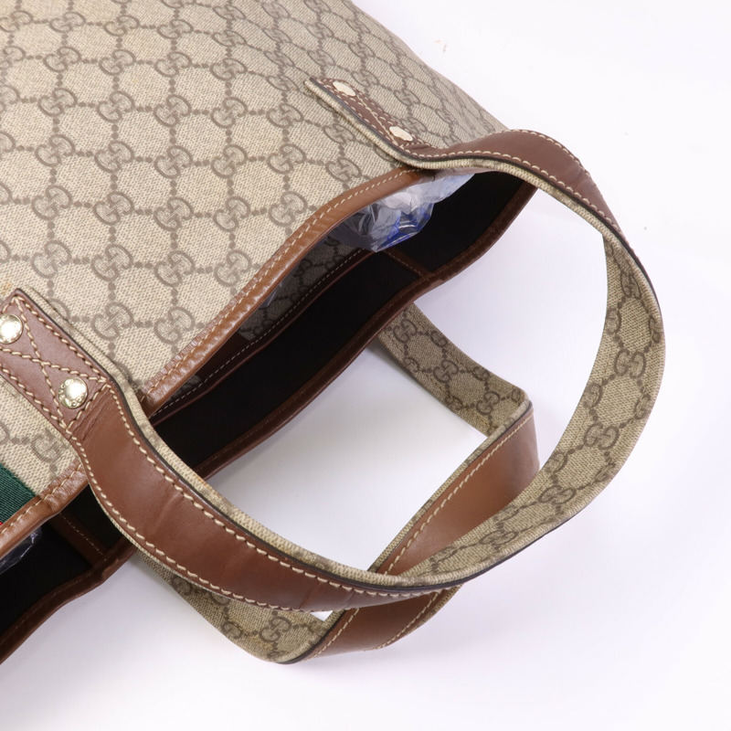 GUCCI 塗層帆布Tote Bag金扣手挽袋-8