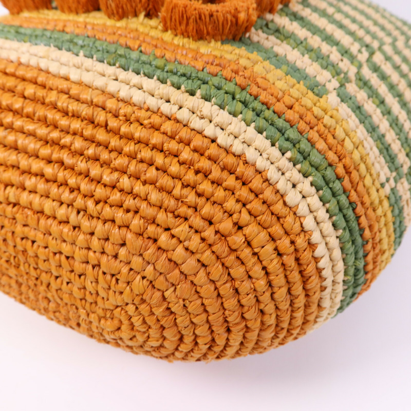 LOEWE 牛皮皮革/Raffia Paula's Ibiza Slit Mini銀扣手挽肩背兩用袋-9