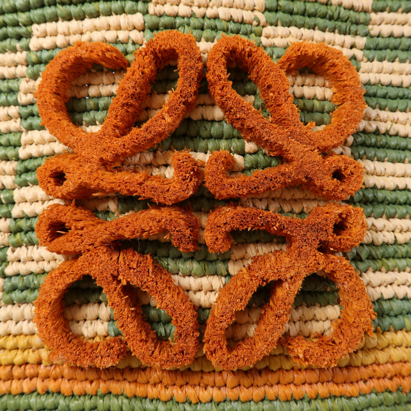 LOEWE 牛皮皮革/Raffia Paula's Ibiza Slit Mini銀扣手挽肩背兩用袋-13