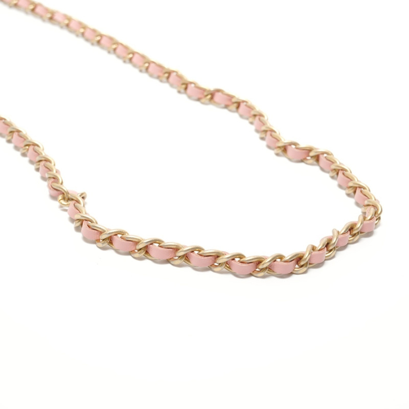 香奈兒鏤空斜紋軟呢鏈條皮夾單肩包 粉紅色-8