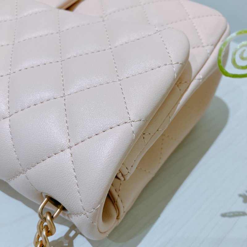 TK1999	香奈兒 經典 Chanel 23cm Small Flap Bag With Camellia Chain Lambskin Beige x GHW-9