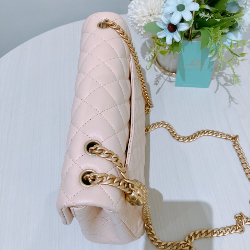 TK1999	香奈兒 經典 Chanel 23cm Small Flap Bag With Camellia Chain Lambskin Beige x GHW-10