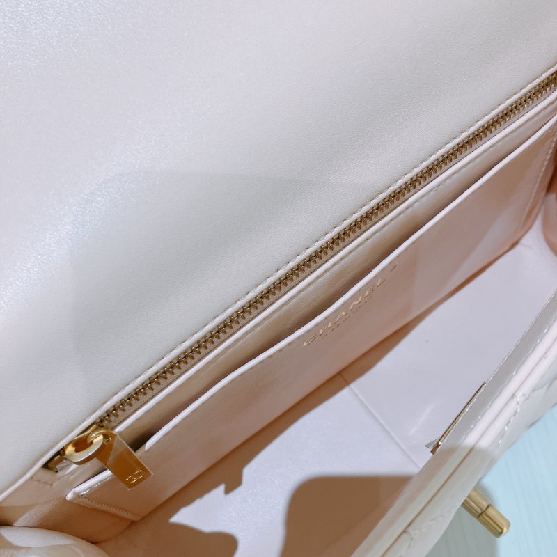 TK1999	香奈兒 經典 Chanel 23cm Small Flap Bag With Camellia Chain Lambskin Beige x GHW-16