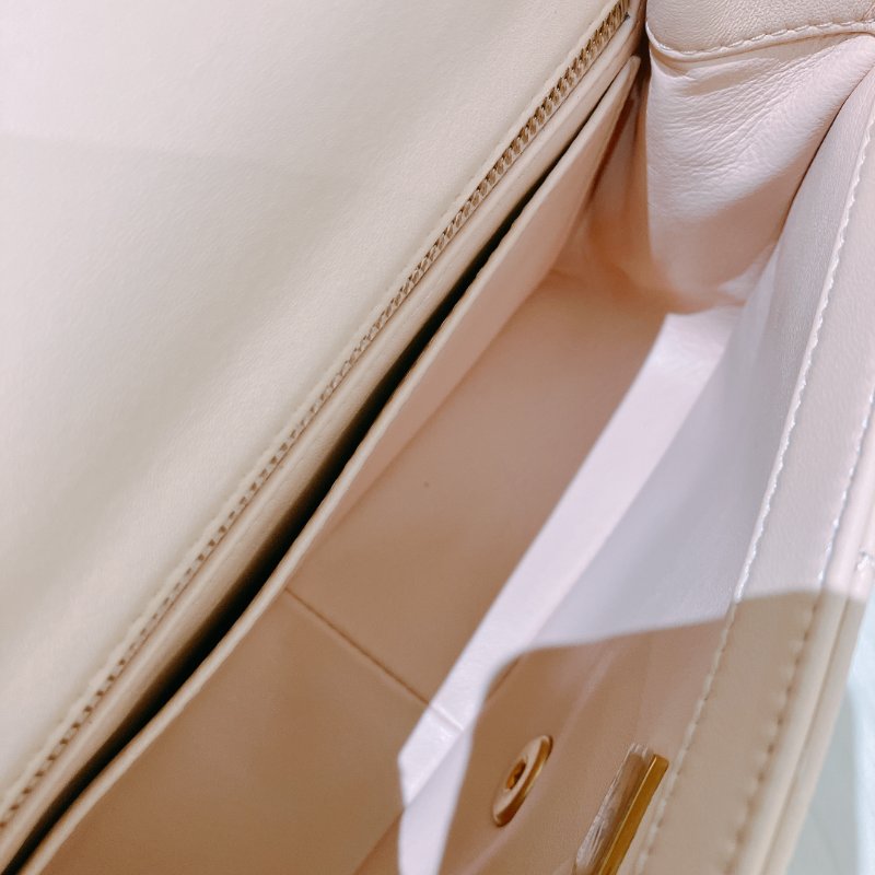 TK1999	香奈兒 經典 Chanel 23cm Small Flap Bag With Camellia Chain Lambskin Beige x GHW-18