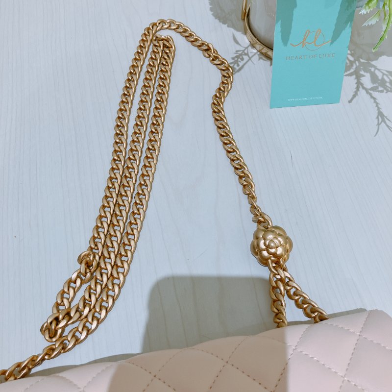 TK1999	香奈兒 經典 Chanel 23cm Small Flap Bag With Camellia Chain Lambskin Beige x GHW-20