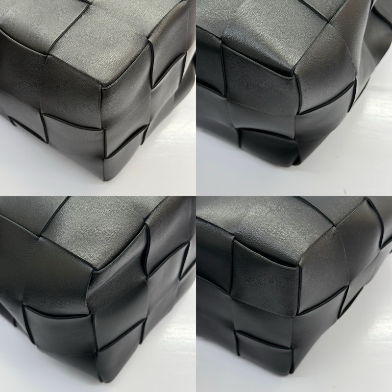 BOTTEGA VENETA 寶緹嘉 黑色編織皮革水桶包 CASSETTE DRAWSTRING-4