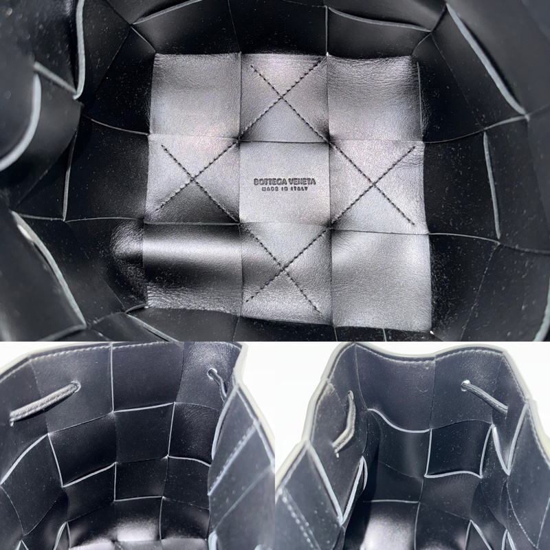 BOTTEGA VENETA 寶緹嘉 黑色編織皮革水桶包 CASSETTE DRAWSTRING-6