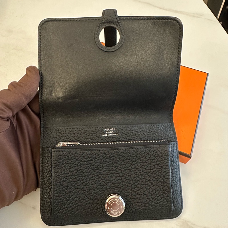 Hermes Dogon compact 黑色短夾-4