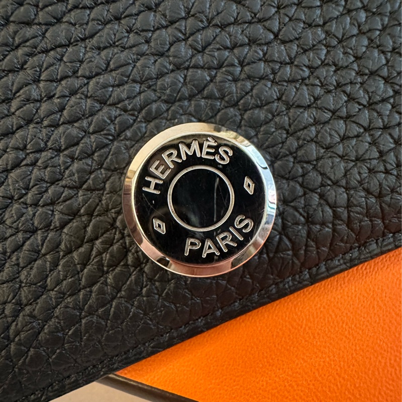 Hermes Dogon compact 黑色短夾-7