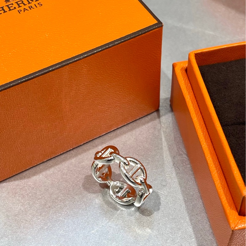 Hermes爱马仕 银饰猪鼻子戒指-2