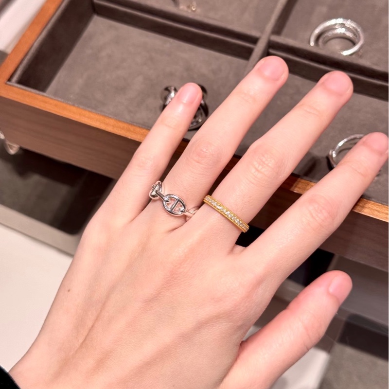 Hermes爱马仕 银饰猪鼻子戒指-5