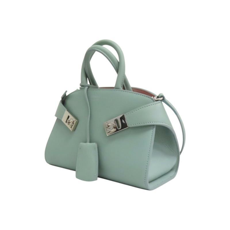 綠色  牛皮 HUG Mini 肩背包【Salvatore Ferragamo 費拉格慕】 215975-2