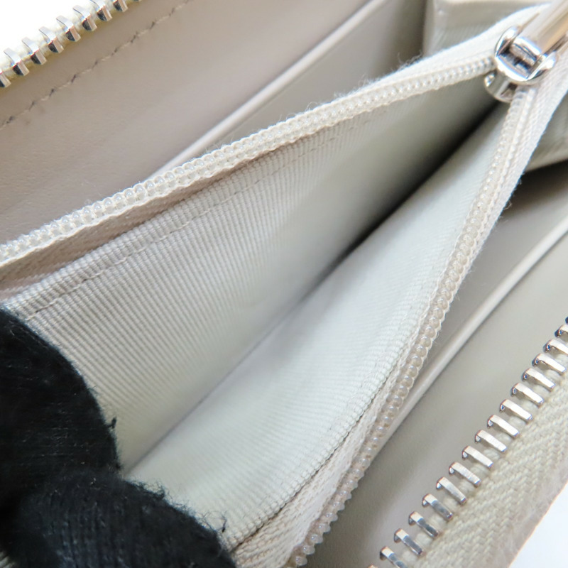 白灰色 菱格紋 荔枝牛皮 拉鍊 卡片零錢包-5