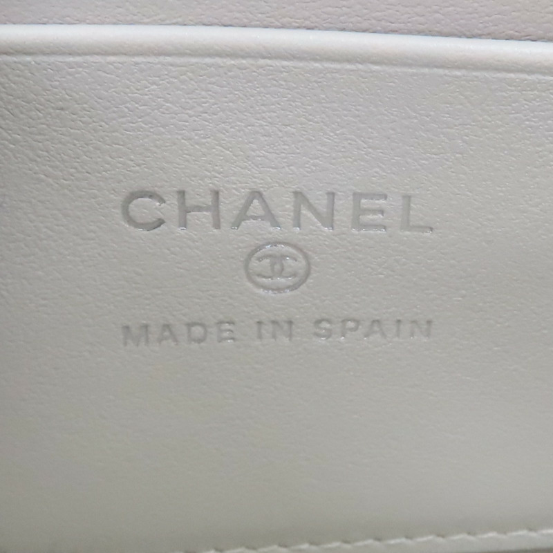 白灰色 菱格紋 荔枝牛皮 拉鍊 卡片零錢包-6