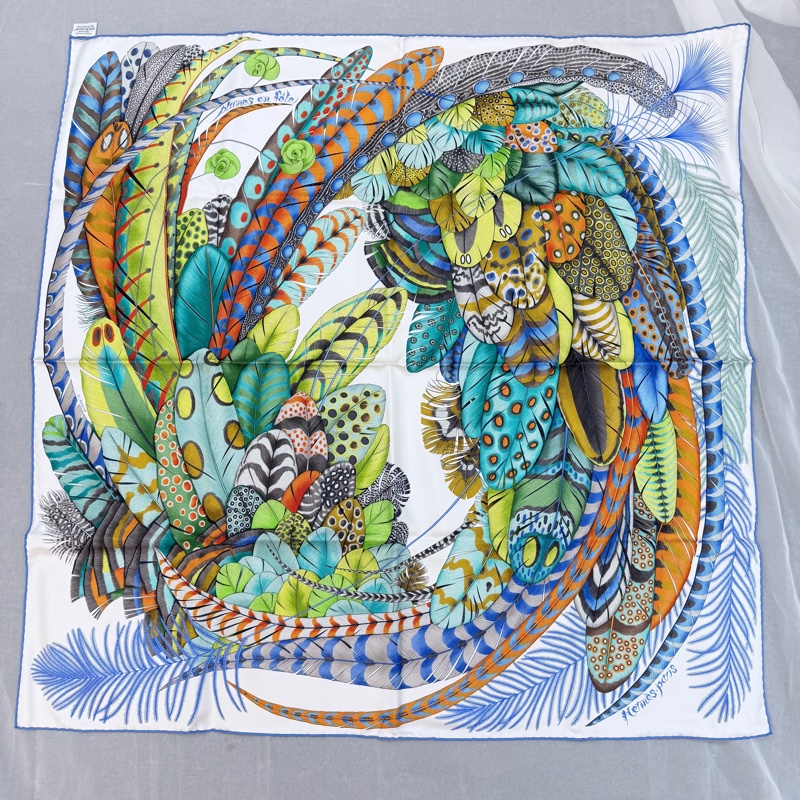 閒置新💚Hermes Plumes En Fete Scarf-1