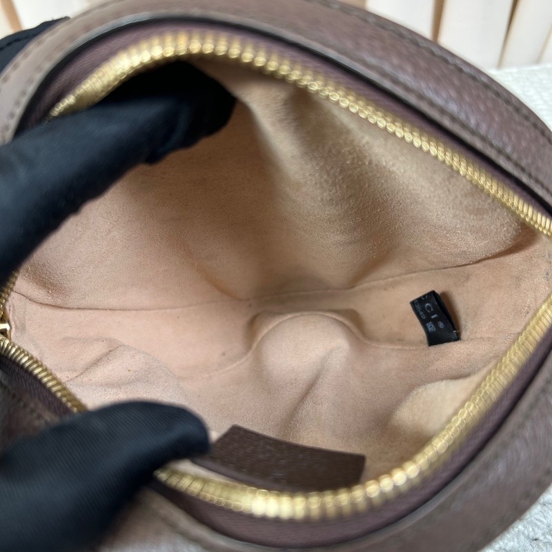 古馳Gucci Ophidia圓餅包 經典老花拼皮 紅綠條紋 金色鏈條 可單肩可斜挎 容量日常夠用 通勤約會都能背 日常百搭-10