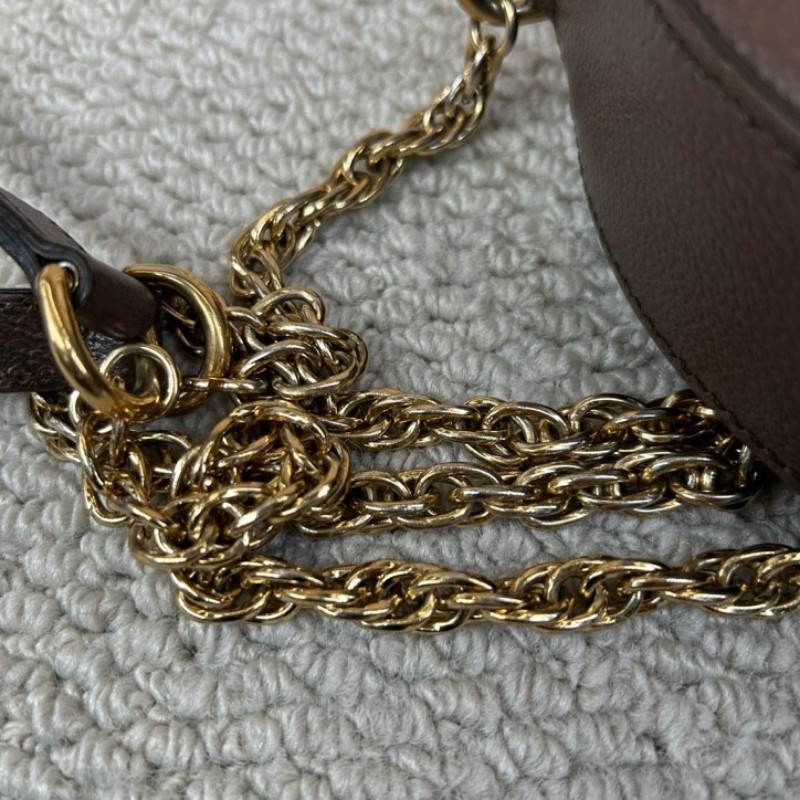 古馳Gucci Ophidia圓餅包 經典老花拼皮 紅綠條紋 金色鏈條 可單肩可斜挎 容量日常夠用 通勤約會都能背 日常百搭-17