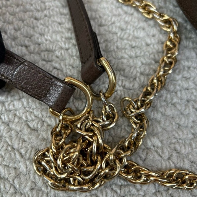 古馳Gucci Ophidia圓餅包 經典老花拼皮 紅綠條紋 金色鏈條 可單肩可斜挎 容量日常夠用 通勤約會都能背 日常百搭-20