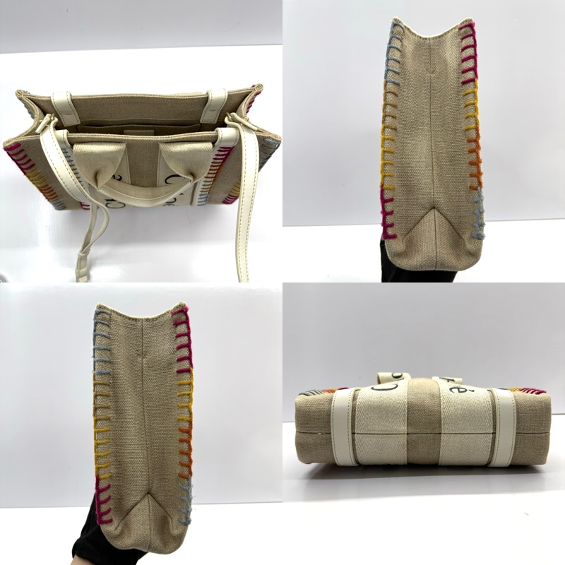 CHLOE 帆布刺繡WOODY SMALL手提斜背2way包-2