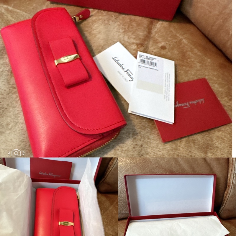 未使用 經典Salvatore Ferragamo（桃紅長夾）-2