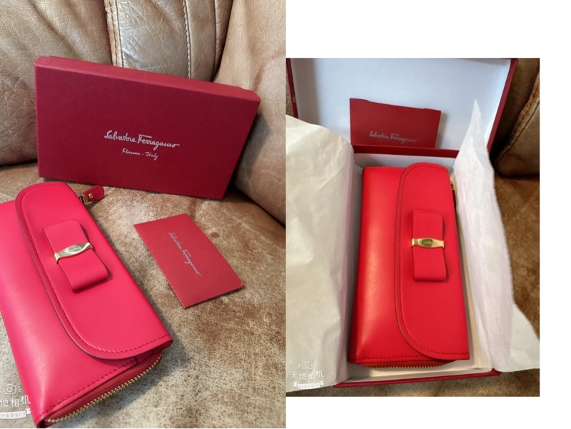 未使用 經典Salvatore Ferragamo（桃紅長夾）-3