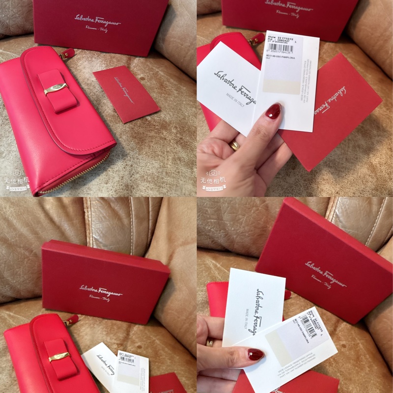 未使用 經典Salvatore Ferragamo（桃紅長夾）-4