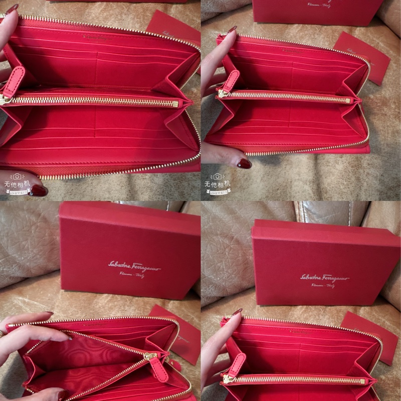 未使用 經典Salvatore Ferragamo（桃紅長夾）-8