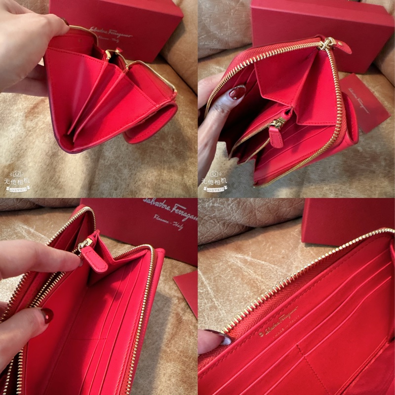 未使用 經典Salvatore Ferragamo（桃紅長夾）-9