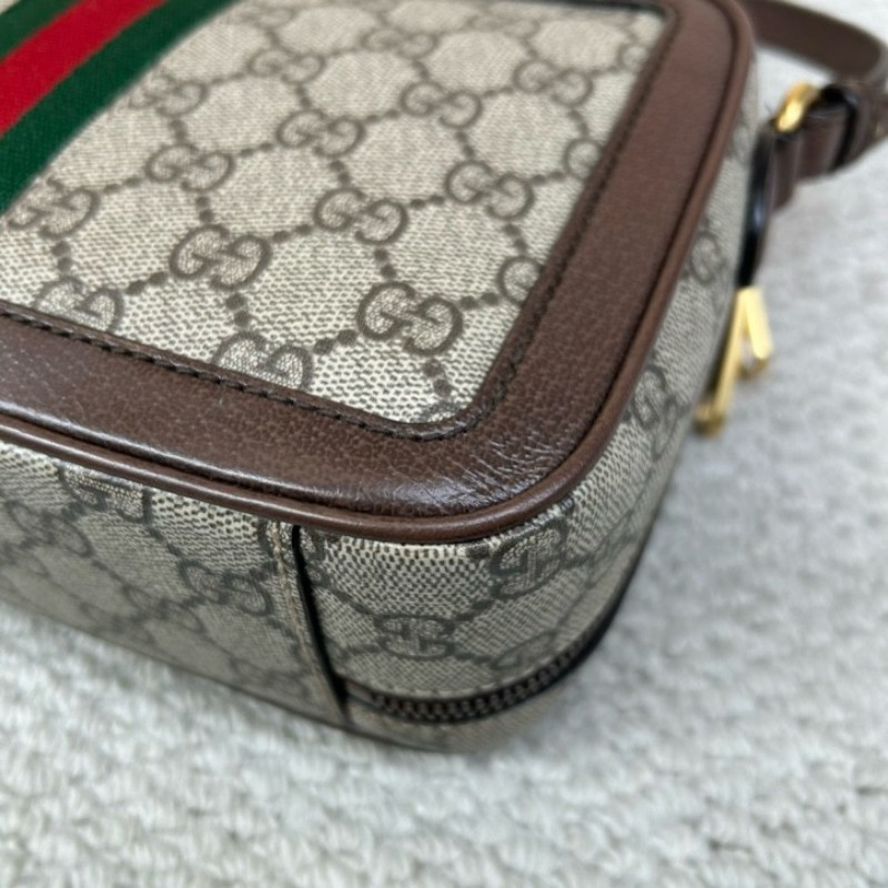 Gucci古馳經典雙G ophidia老花相機包 經典老花圖案 紅綠織帶裝飾 金色五金 可單肩可斜挎可手提 多種背法隨意切換 凹造型拍照很出片 包型正 容量實用 日常通勤百搭-9