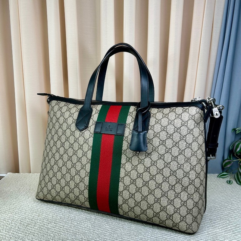 Gucci古馳 Ophidia老花托特包 經典紅綠織帶 米色GG Supreme帆布 黑色皮邊 內裡乾淨 有肩帶 可單肩可斜挎可手提 容量大 日常通勤、出門都很實用-1