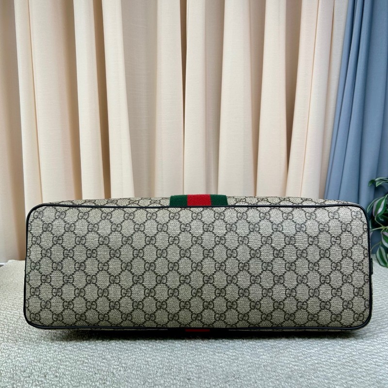 Gucci古馳 Ophidia老花托特包 經典紅綠織帶 米色GG Supreme帆布 黑色皮邊 內裡乾淨 有肩帶 可單肩可斜挎可手提 容量大 日常通勤、出門都很實用-3