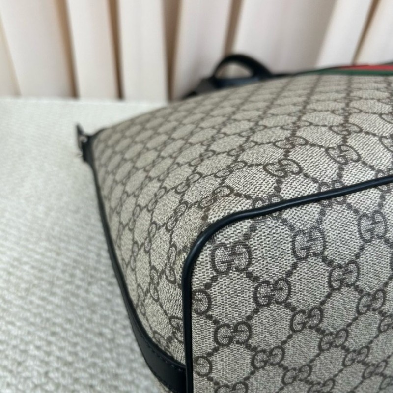 Gucci古馳 Ophidia老花托特包 經典紅綠織帶 米色GG Supreme帆布 黑色皮邊 內裡乾淨 有肩帶 可單肩可斜挎可手提 容量大 日常通勤、出門都很實用-9