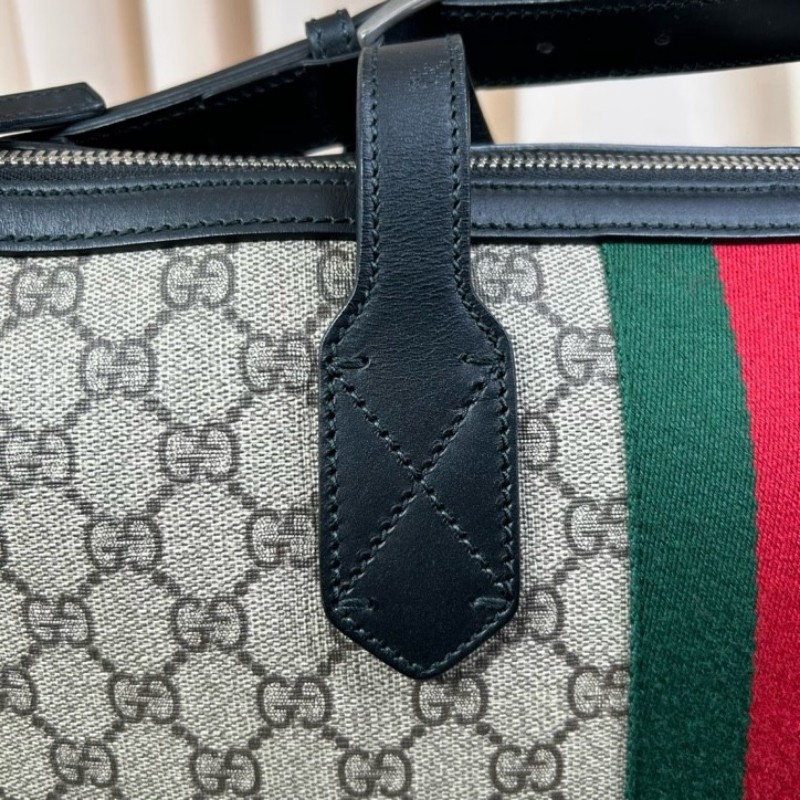 Gucci古馳 Ophidia老花托特包 經典紅綠織帶 米色GG Supreme帆布 黑色皮邊 內裡乾淨 有肩帶 可單肩可斜挎可手提 容量大 日常通勤、出門都很實用-13