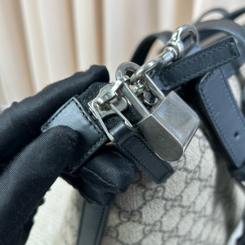 Gucci古馳 Ophidia老花托特包 經典紅綠織帶 米色GG Supreme帆布 黑色皮邊 內裡乾淨 有肩帶 可單肩可斜挎可手提 容量大 日常通勤、出門都很實用-19