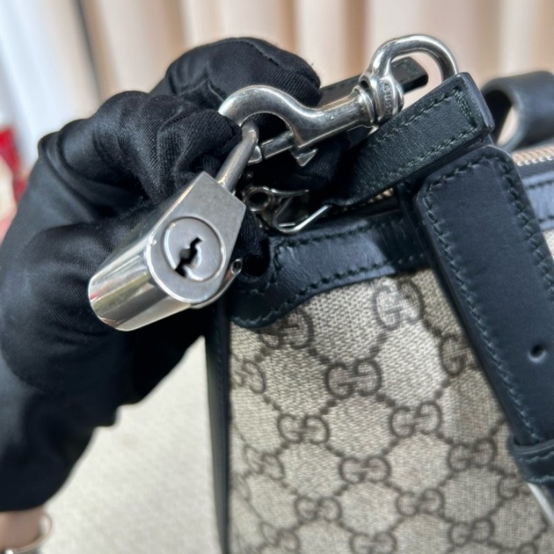 Gucci古馳 Ophidia老花托特包 經典紅綠織帶 米色GG Supreme帆布 黑色皮邊 內裡乾淨 有肩帶 可單肩可斜挎可手提 容量大 日常通勤、出門都很實用-20