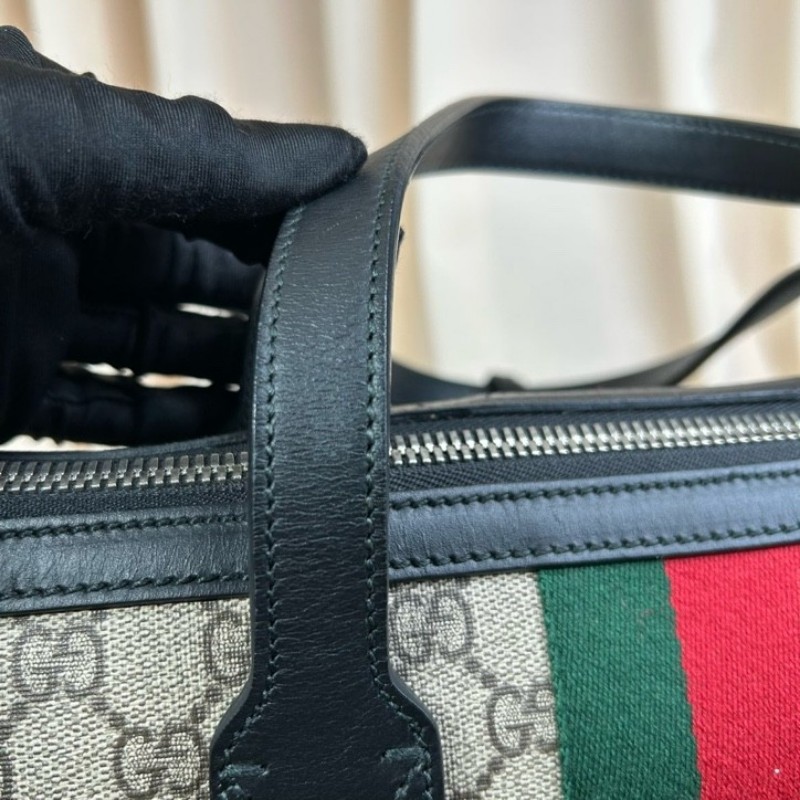 Gucci古馳 Ophidia老花托特包 經典紅綠織帶 米色GG Supreme帆布 黑色皮邊 內裡乾淨 有肩帶 可單肩可斜挎可手提 容量大 日常通勤、出門都很實用-21
