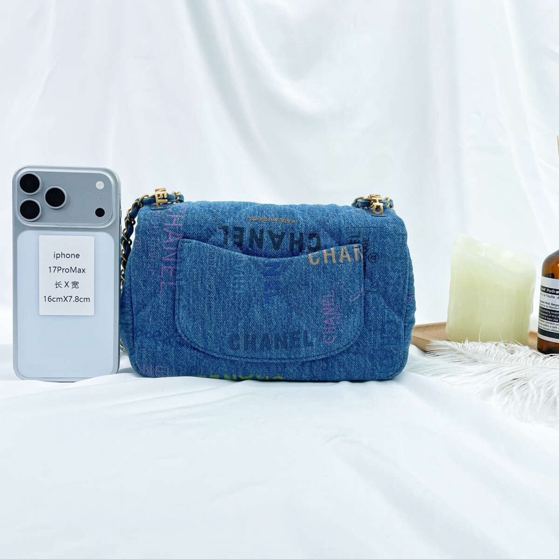 香奈兒/Chanel Cf單肩包 塗鴉印花丹寧牛仔包-8