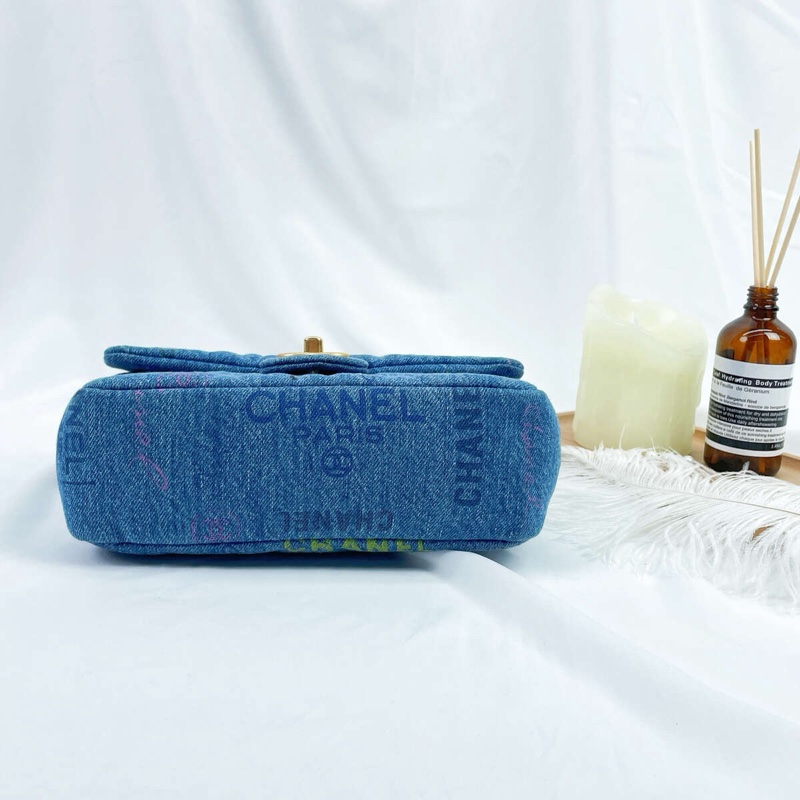 香奈兒/Chanel Cf單肩包 塗鴉印花丹寧牛仔包-9