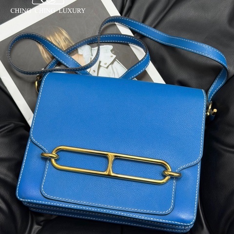 🌈Hermes💙Roulis 23💙藍色金扣🌈98新🌟Evercolor皮🌟豬鼻子🌟愛馬仕🌟