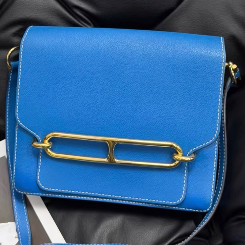 🌈Hermes💙Roulis 23💙藍色金扣🌈98新🌟Evercolor皮🌟豬鼻子🌟愛馬仕🌟-1