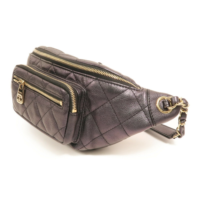 CHANEL 牛皮皮革Waist Bag金扣鏈帶腰包-2