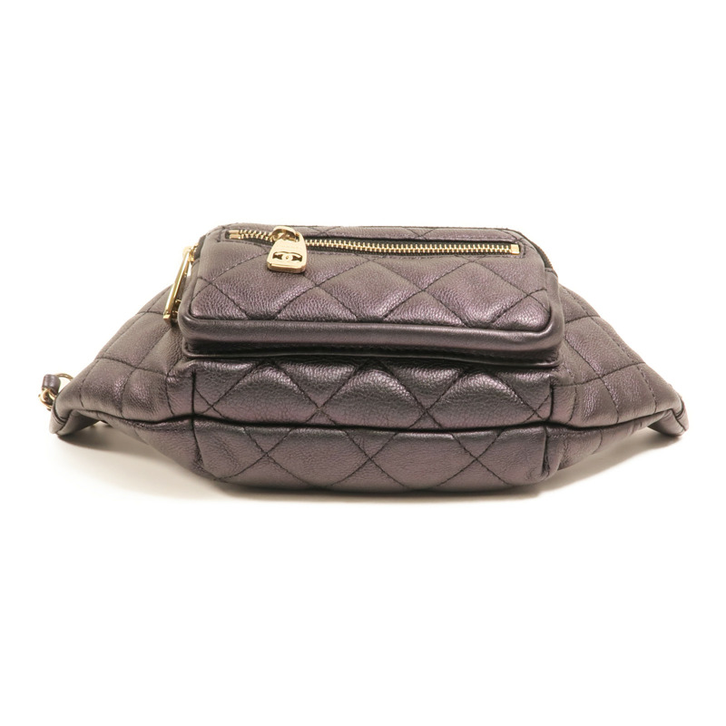 CHANEL 牛皮皮革Waist Bag金扣鏈帶腰包-3
