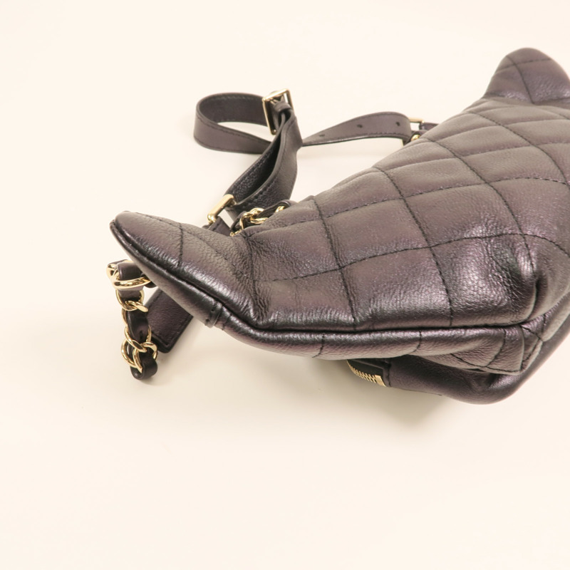 CHANEL 牛皮皮革Waist Bag金扣鏈帶腰包-15