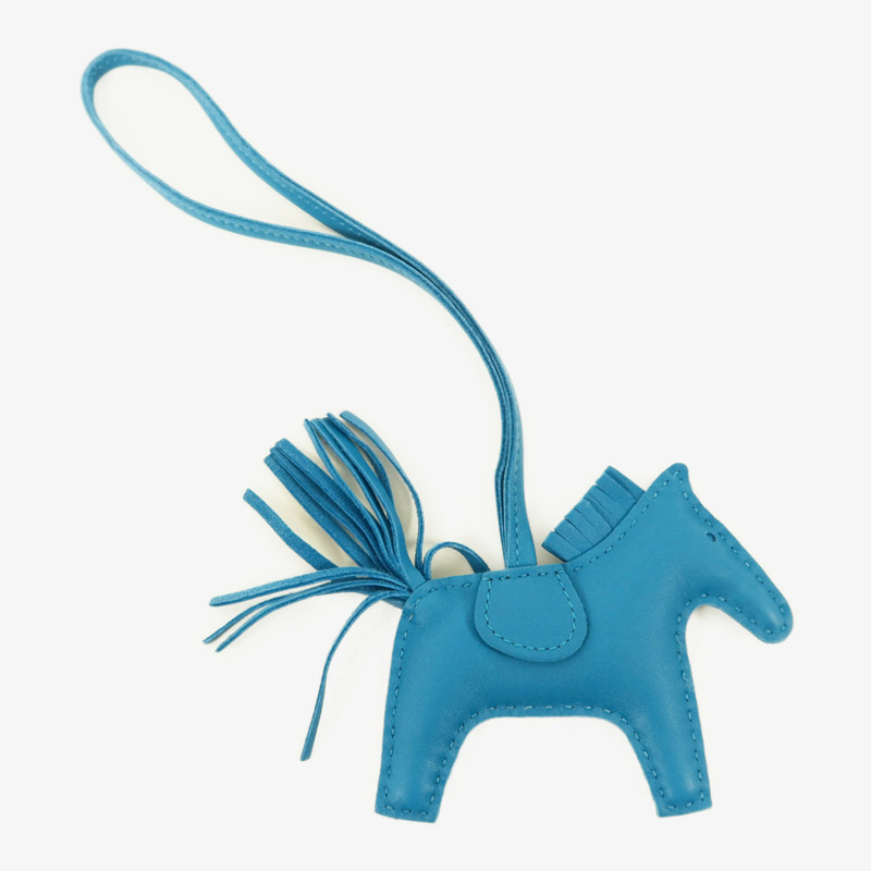 HERMES Milo皮革Rodeo PM掛飾Bleu France-1