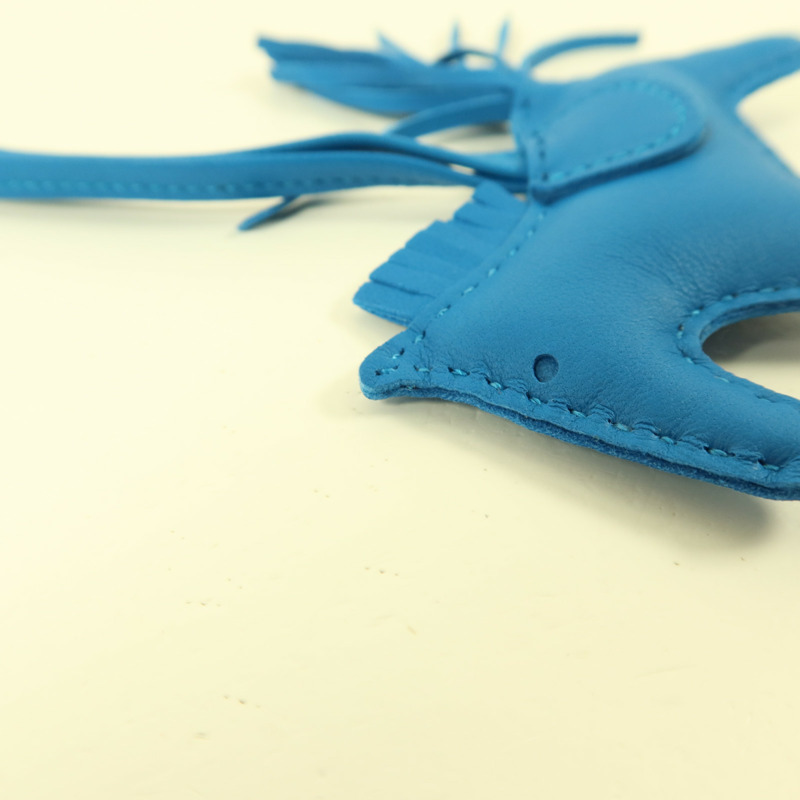 HERMES Milo皮革Rodeo PM掛飾Bleu France-7
