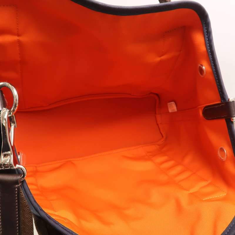 HERMES 【Hermes Fair】帆布Grooming Bag銀扣手挽肩背兩用袋-4