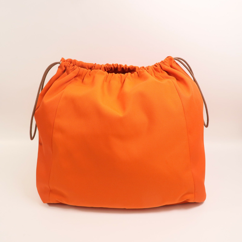 HERMES 【Hermes Fair】帆布Grooming Bag銀扣手挽肩背兩用袋-5