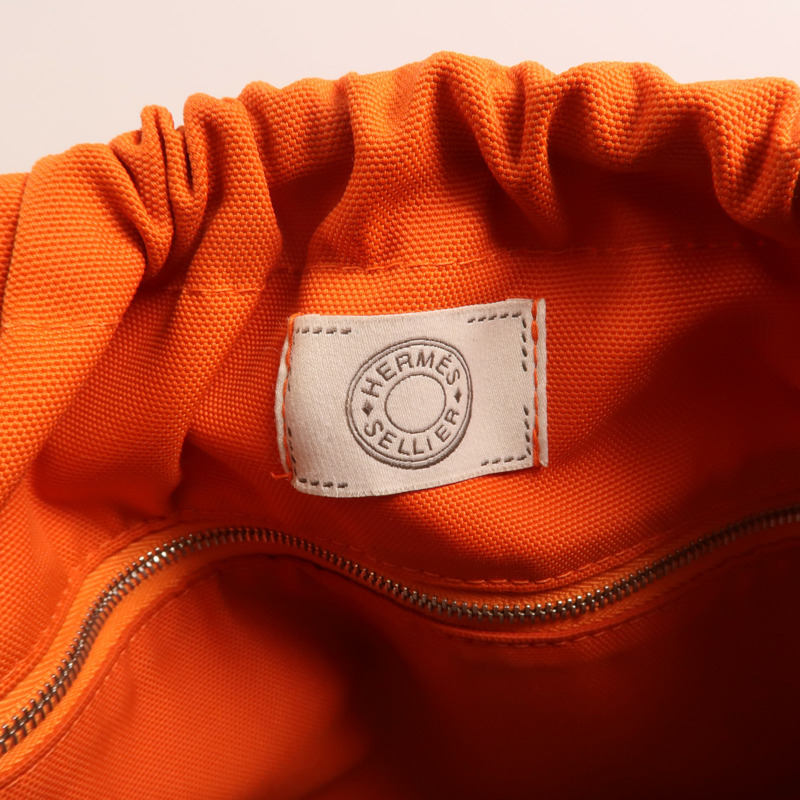 HERMES 【Hermes Fair】帆布Grooming Bag銀扣手挽肩背兩用袋-6