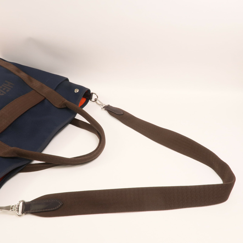 HERMES 【Hermes Fair】帆布Grooming Bag銀扣手挽肩背兩用袋-10